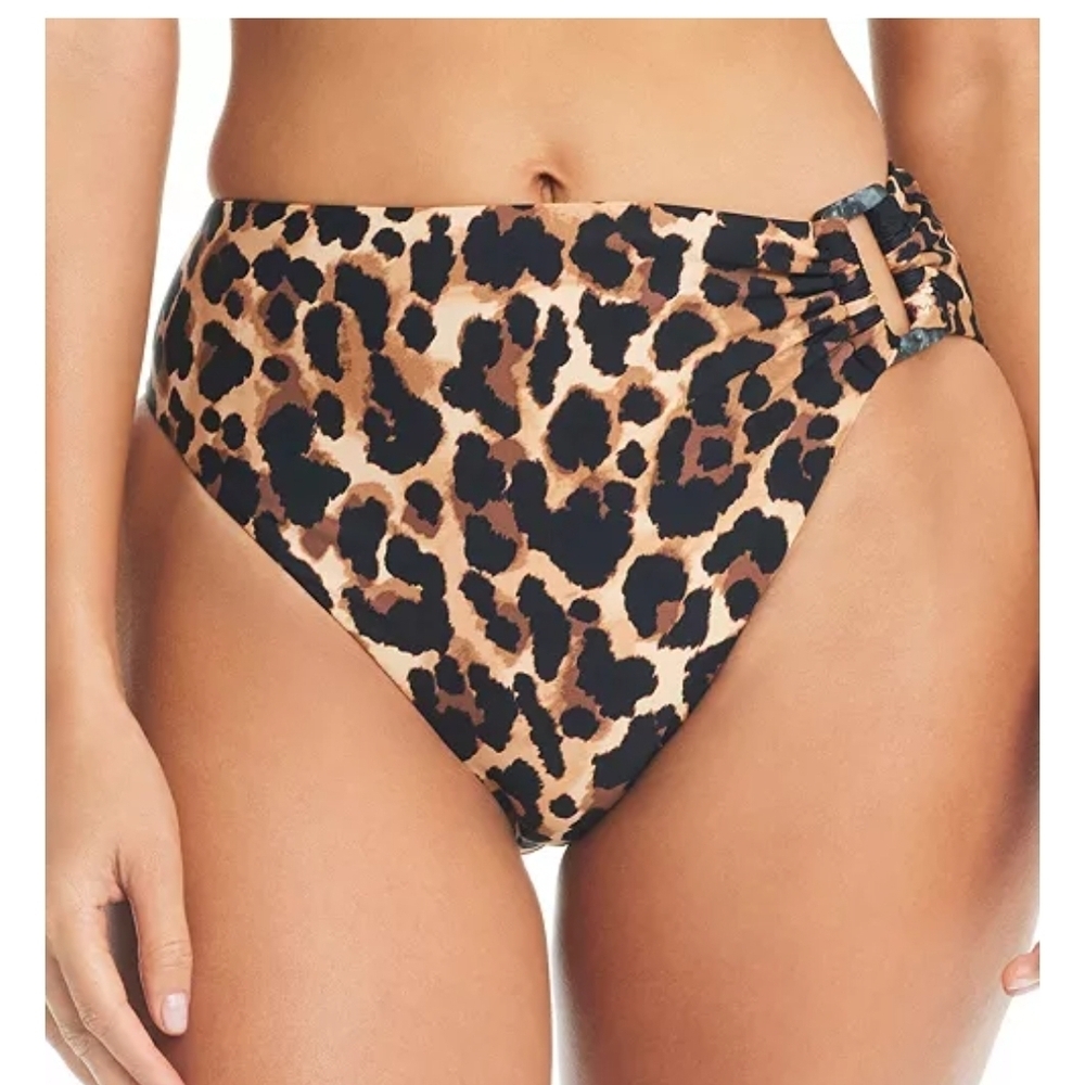 Bar III Brown and Black Leopard Print Bikini, SMALL - Picture 2 of 3